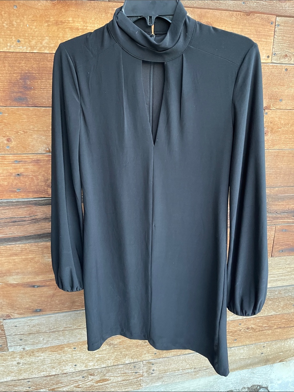 White House Black Market Black Long-Sleeve Mock Neck Tunic Dress